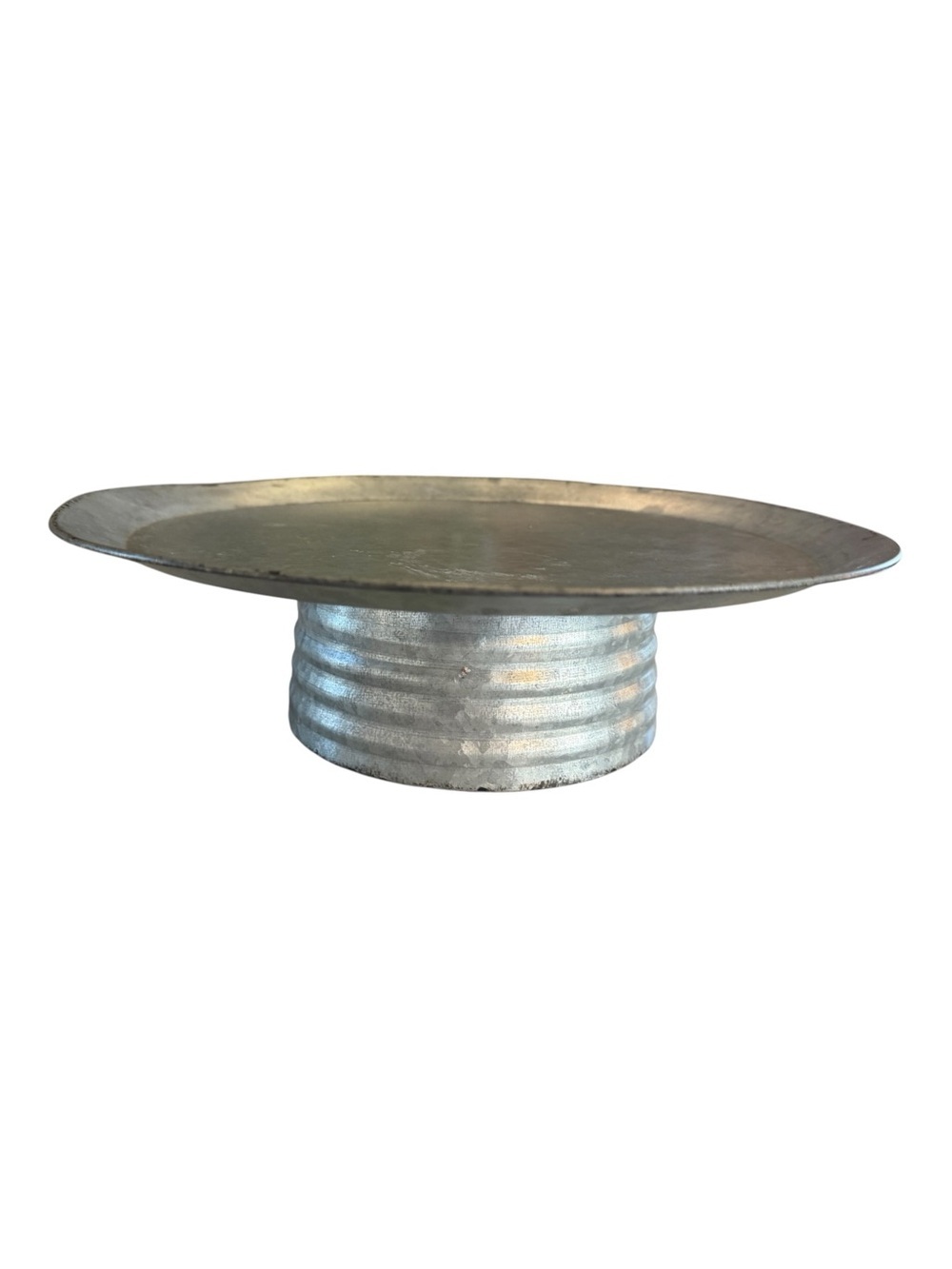 Galvanized Metal Farmhouse Cake Stand 14” Rustic Pedestal Dessert Display Tray